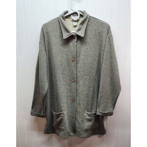 Express Tricot Vintage Womens Medium Gray Button-Up Cardigan Jacket With Pockets